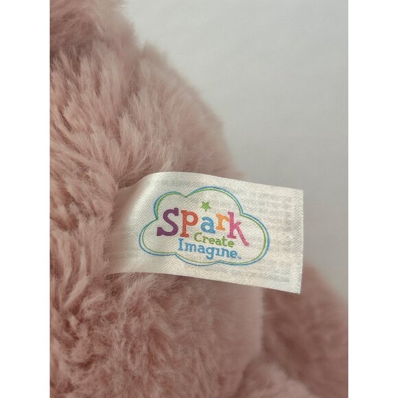 Smart Create Imagine Pink Plush Bunny Baby Rattle Embroidered Eyes Satin Ears - Picture 5 of 9